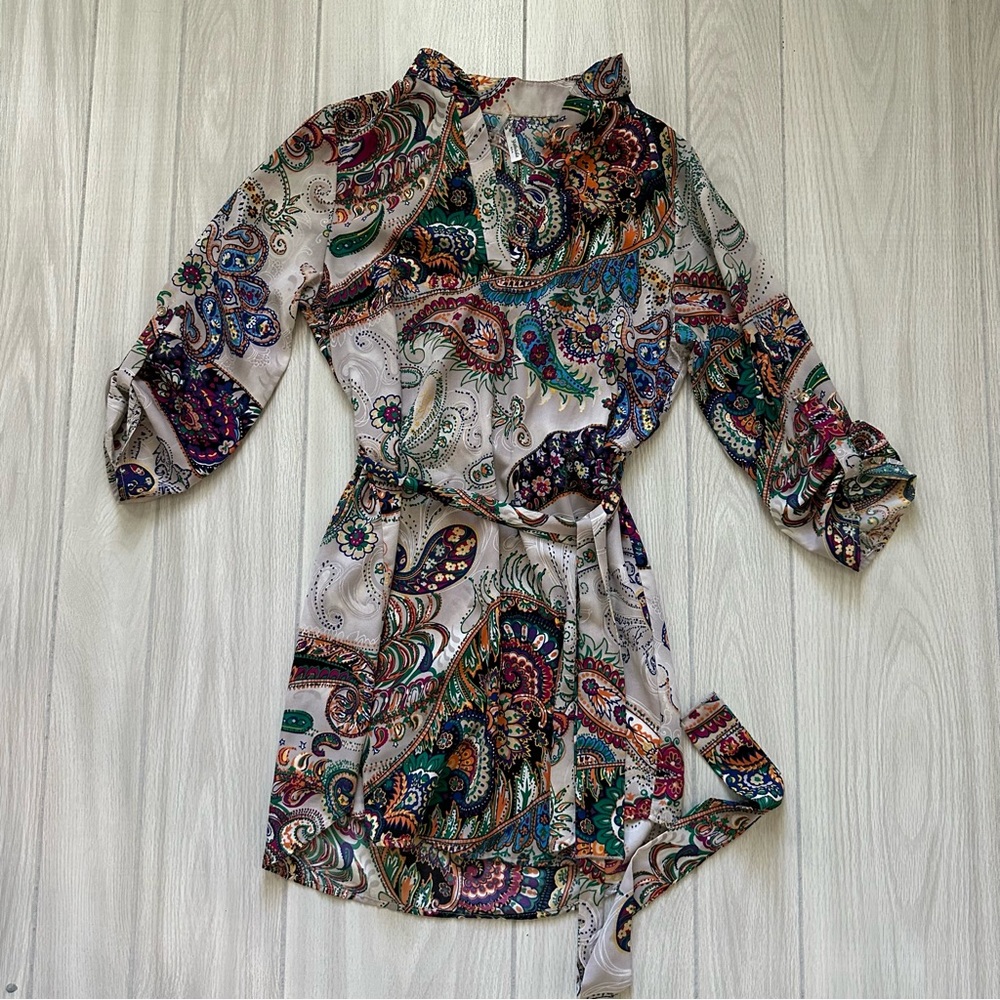 Paisley multicolored dress, summer or fall maxi casual boho